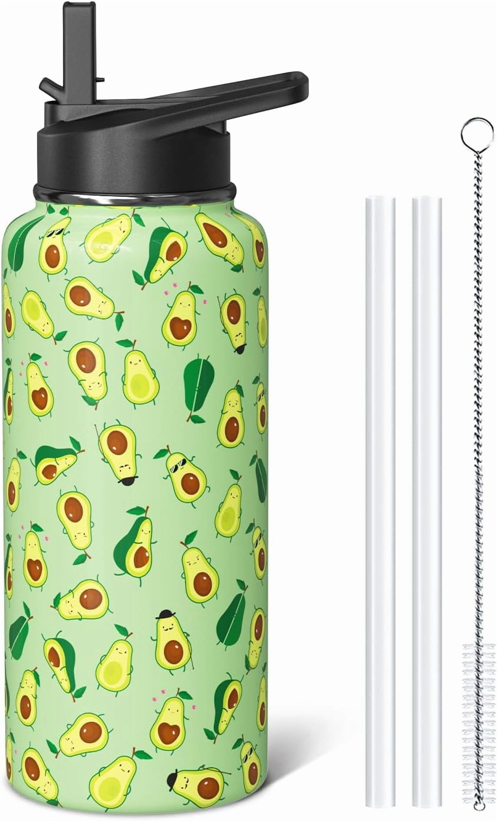 Avocado Themed 32oz Insulated Water Bottle Stainless Steel Sports