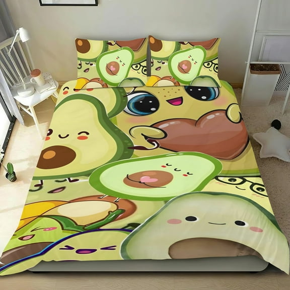 Avocado Themed Bed Sheet Set Three Piece Set 53x79 Inches Comfortable And Skin Friendly Unique Design Creating A Star Studded Night