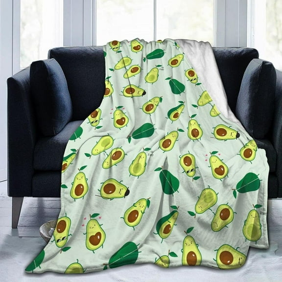 Avocado Throw Blanket, Super Soft Lightweight Flannel Fleece Blankets for Bed Couch Sofa, All Season Warm Cozy Fuzzy Plush Microfiber Blanket for Hot Sleepers 40x50 inches