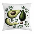 thumbnail image 1 of Avocado Throw Pillow Cushion Cover, Retro Style Hand-Drawn Doodle Image of Tropical Foliage and Fruit Elements Theme, Decorative Square Accent Pillow Case, 18 X 18 Inches, Multicolor, by Ambesonne, 1 of 2