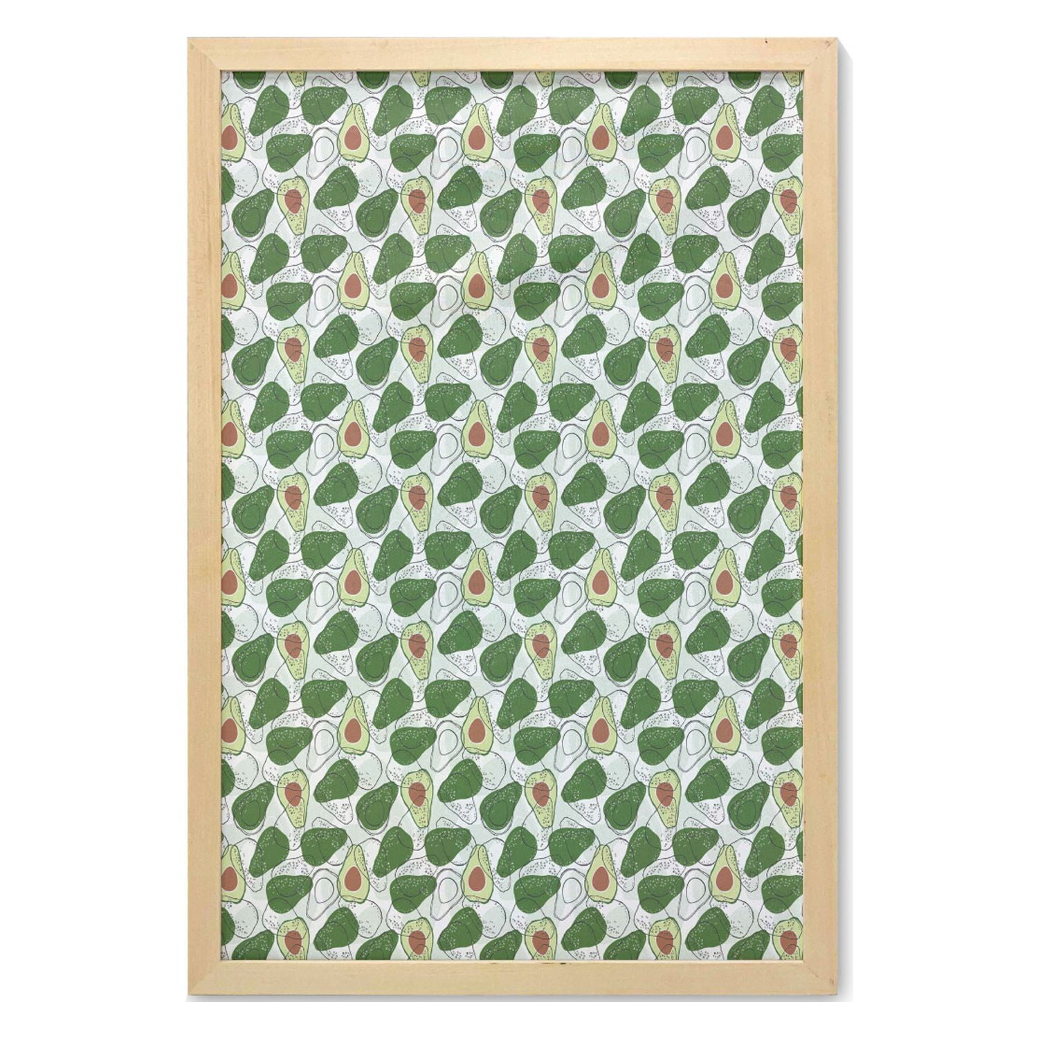 Avocado Wall Art with Frame, Assortment of Exotic Fruit Illustration