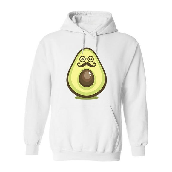 Avocado With Moustache Hoodie Men -Image by Shutterstock, Male x-Large