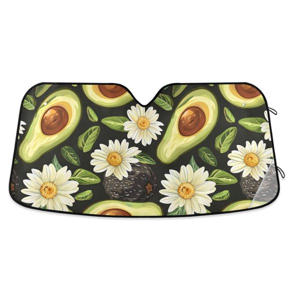Avocado and Daisy Car Windshield Sun Shade Foldable Car Front Window Visor Heat and UV Protection 55x27.6