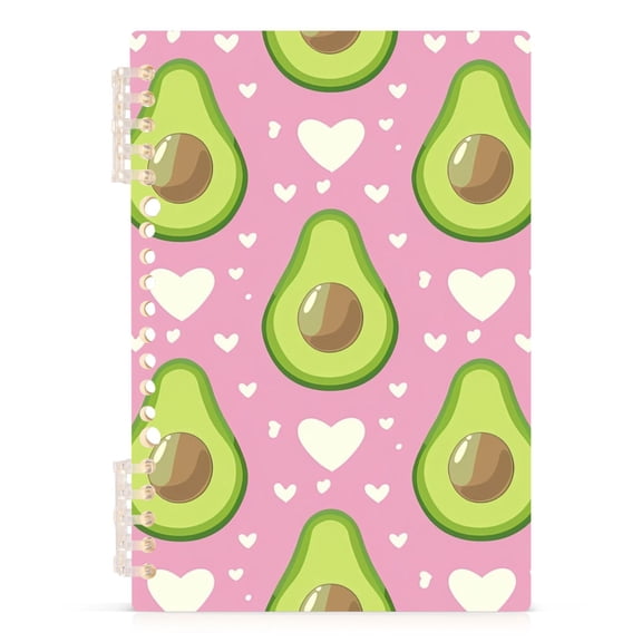 Avocado and Heart Notebooks 1-subject Journal 60 Sheets A5 College Ruled Paper Detachable Ring 8.3"x5.7"