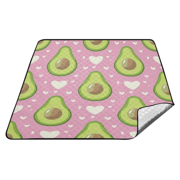 Avocado and Heart Picnic Blankets Extra Large 78"x78" Beach Blanket Waterproof Sandproof Outdoor Mat for Camping Travel Park