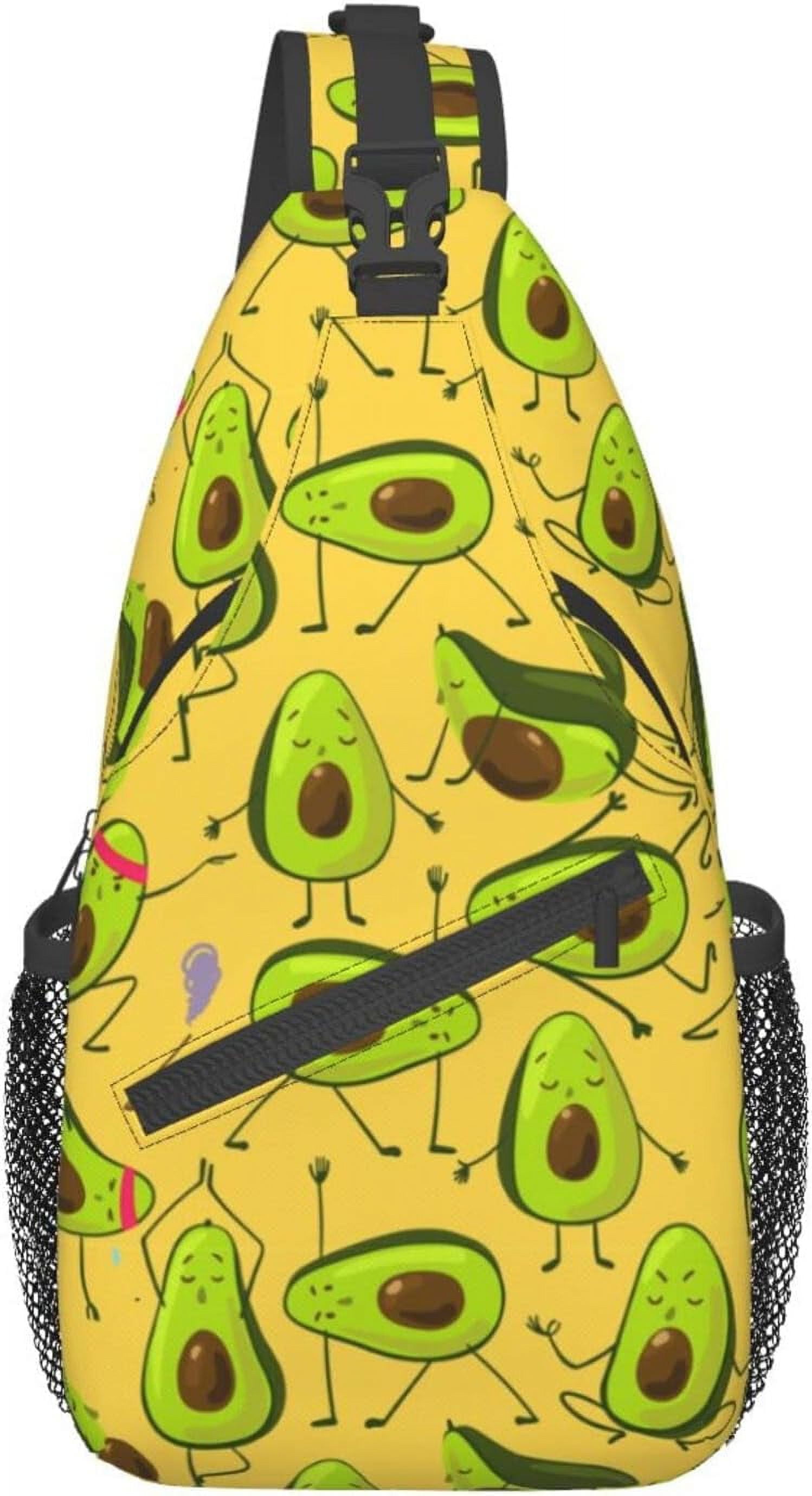 Avocado doing exercise Sling Bag Crossbody Hiking Travel Chest Bags Backpack Shoulder Daypack for Women Men