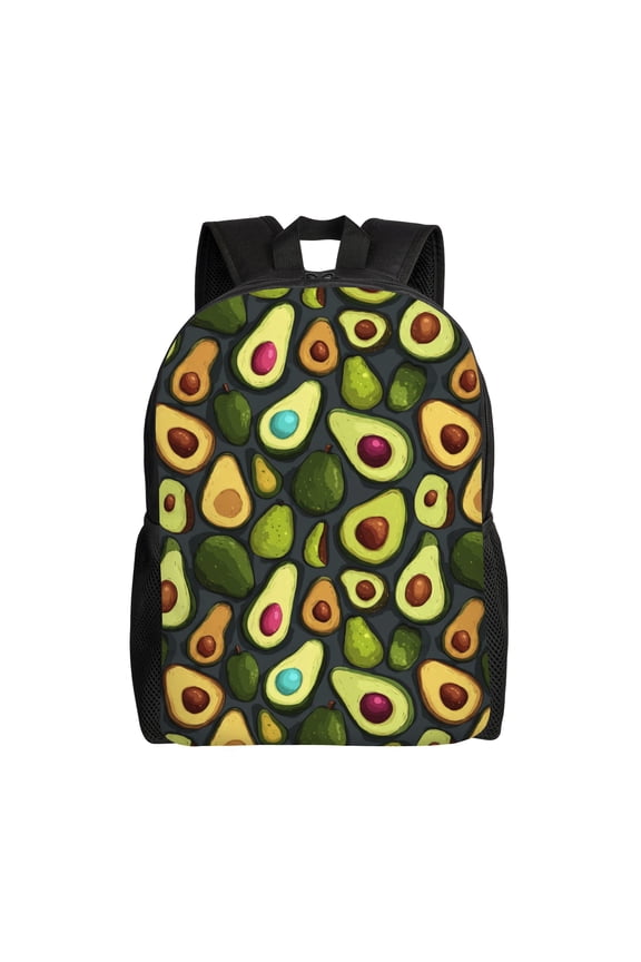 Avocado pattern Backpack with 15 Inch Laptop Compartment,Water-Resistant Daypack, Large Capacity Backpack with Adjustable Breathable Shoulder Straps for Daily Use Travel Gym