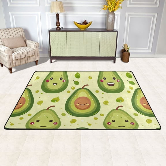 Avocadoes Area Rug Washable 72 x 48 Floor Carpet Mat Non Slip for Bedroom Living Room Kids Room Home Decor