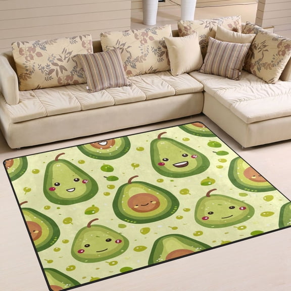 Avocadoes Area Rug Washable 80 x 58 Floor Carpet Mat Non Slip for Bedroom Living Room Home Decor