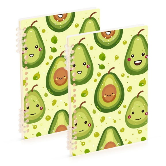 Avocadoes Ring Binder Notebook Journey Note Diary College Ruled Spiral Notebook Study Loose Leaf Paper A5 60 Pages