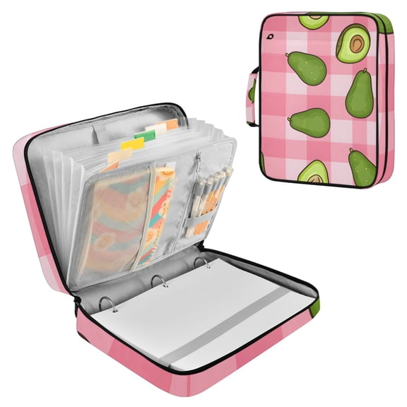 Avocados Cute Cartoon Accordion File Organizer Expanding File Folder 3-Ring Binder Bag 500 Sheets A4 Size