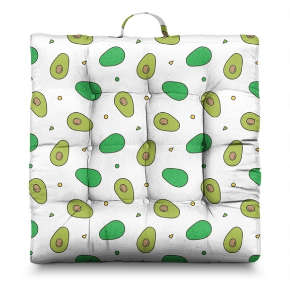 Avocados Floor Pillow – 22x22 Inch Square Meditation Cushion, Dutch Velvet, Adorable Green Fruit Print for Yoga, Living Room & Kids Room (Avocado Lover Style)