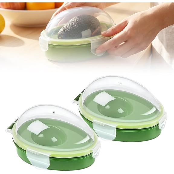 Avocados Saver Keeper Container for Fridge, Reusable Avocado Holder to Keep Avocados Fresh, Free Fruit Storage Containers for Fridge with Snap-On Lid, Dishwasher Safe Kitchen Gadget ,2 pcs