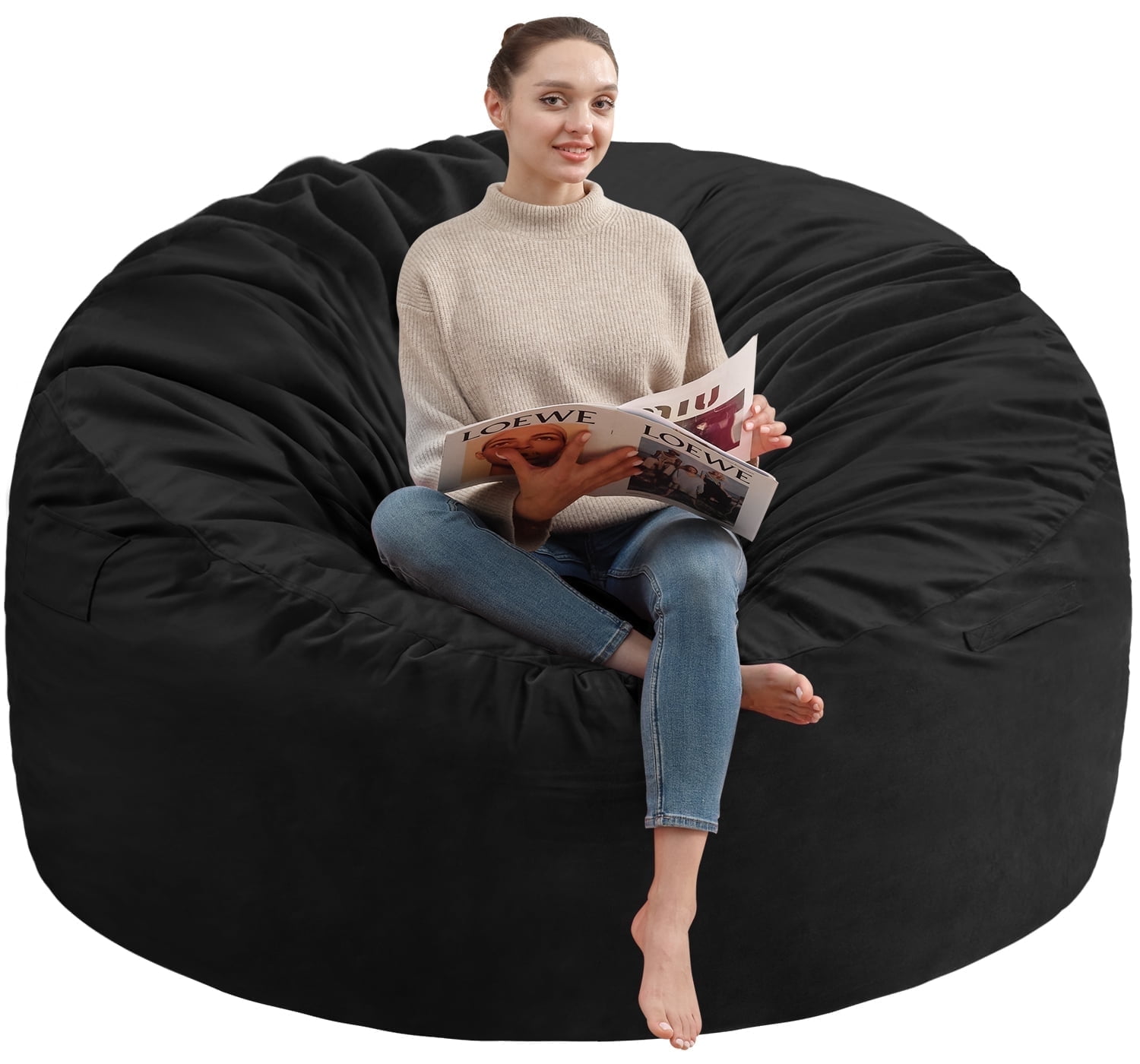 Avocahom 3FT Bean Bag Chair with Soft Velvet Cover，High Rebound Memory ...