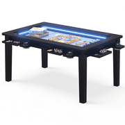 Avocahom Coperat Solid Wood Board Game Table with LED Lights for 4-6 Players, 54" x 31" Play Area Multi-Function Dining Table with Game Mat-Black