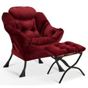 Avocahom Lazy Chair with Ottoman,Thick Padded Modern Accent Armchair,Upholstered Leisure Sofa Chair with armrest,Reading chair with Footstool for bedroom,living room