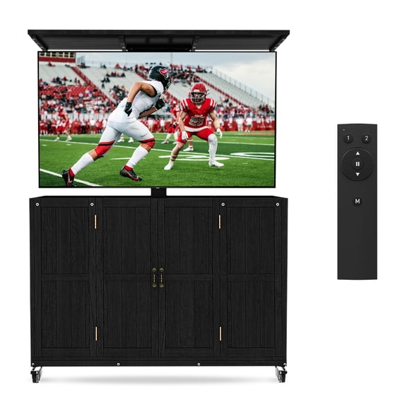 Avocahom Solid Wood Outdoor Motorized TV Lift Cabinet On Wheels For 32-65” Tvs