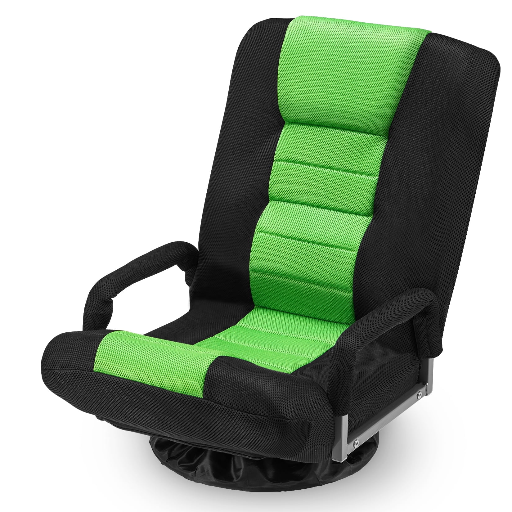 Avocahom Swivel Gaming Floor Chair w/ Armrest Handles, No Assembly gaming chair rocker, Folding Reclining Sofa w/6 Position Adjustable Backrest for Video Games, Watching TV, Reading,Green