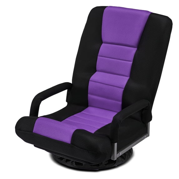 Avocahom Swivel Gaming Floor Chair w/ Armrest Handles, No Assembly gaming chair rocker, Folding Reclining Sofa w/6 Position Adjustable Backrest for Video Games, Watching TV, Reading,Purple
