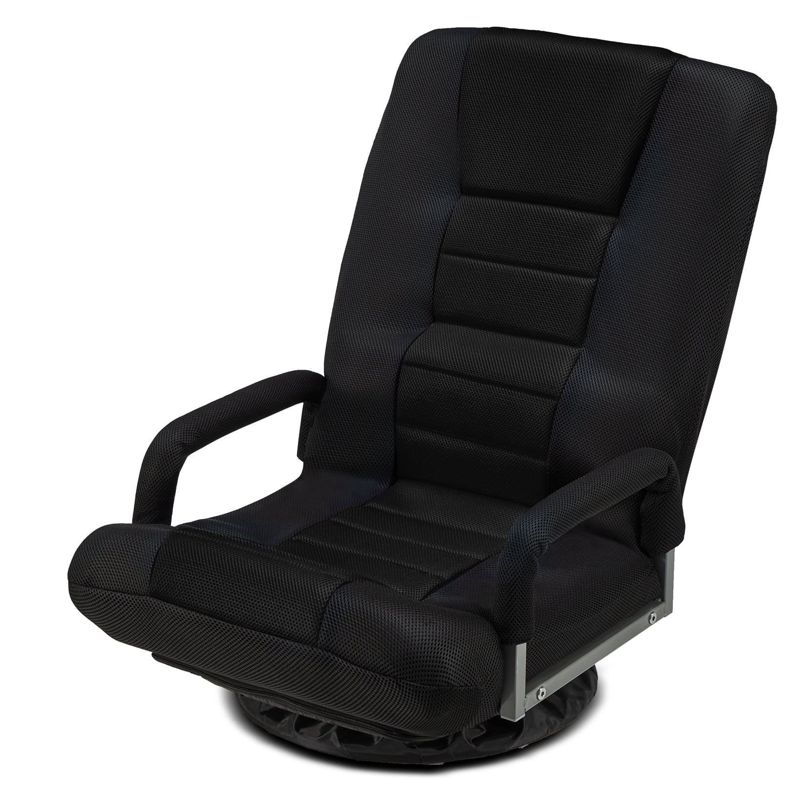 Avocahom Swivel Gaming Floor Chair w/ Armrest Handles, No Assembly gaming chair rocker, Folding Reclining Sofa w/6 Position Adjustable Backrest for Video Games, Watching TV, Reading,Black
