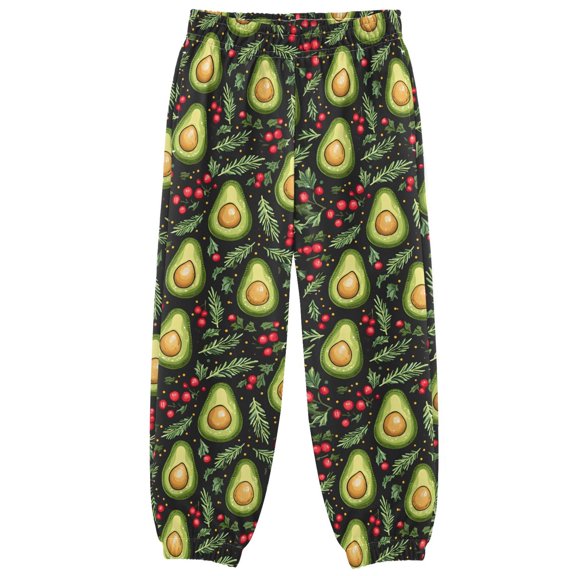Avocas Berries Black Background Boys Pants Kids Casual Sweatpants Joggers Toddler Sports Pants 3-10 Years
