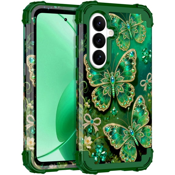 Avocase for for Samsung Galaxy S26 Case,Glow in The Dark,Shockproof Protection Hard PC Soft Flexible TPU Bumper Drop Protective Protective Phone Cover Case for Galaxy S26,Green Butterfly