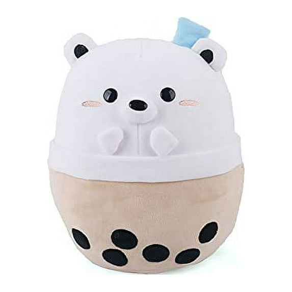 Avocatt Polar Bear Boba Plushie - 10 Inches Ice Bubble Milk Tea Asian Comfort Food Soft Plush Toy Stuffed Animal - Kawaii Cute Japanese Anime Style Gift