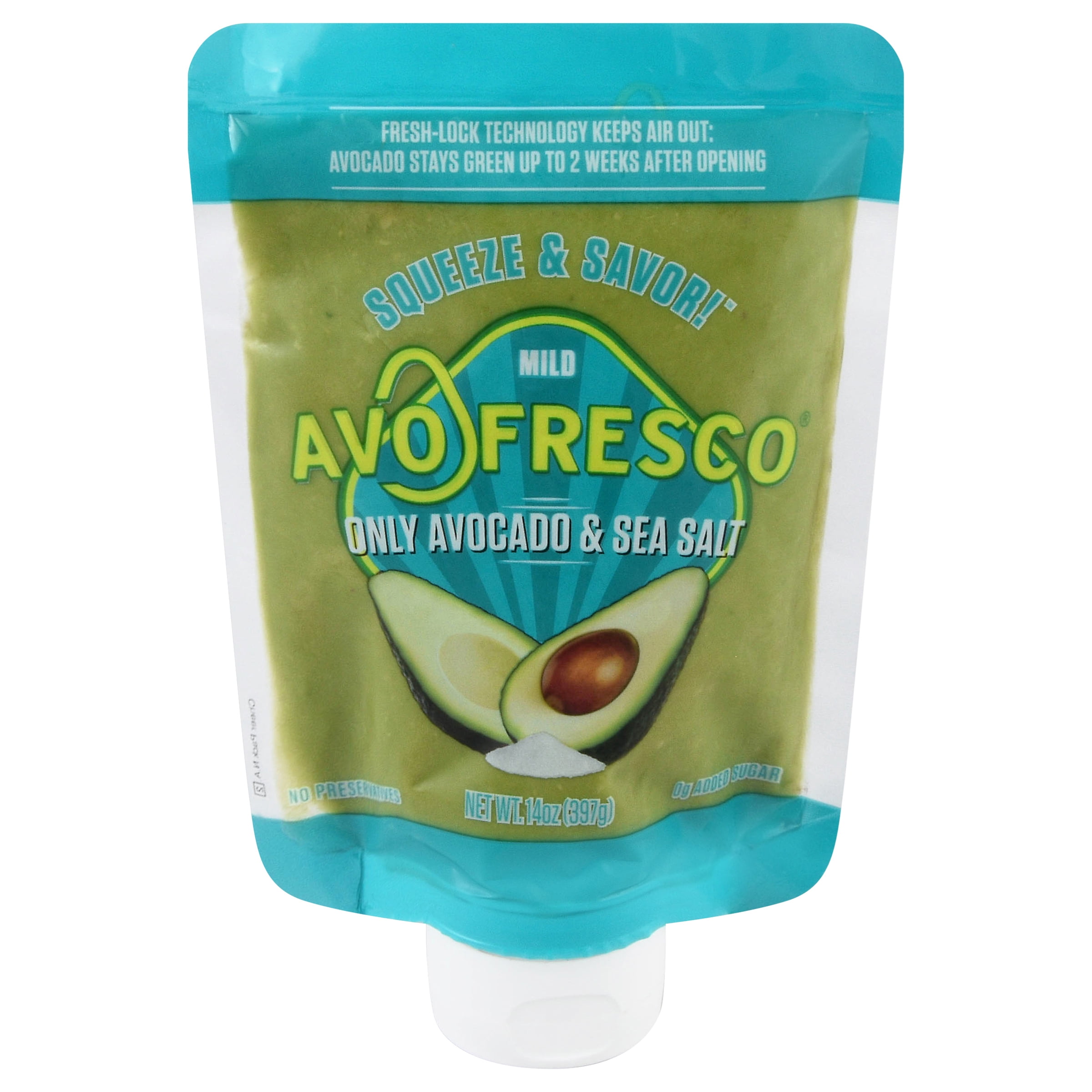 Avofresco Mild Avocado with Sea Salt 14oz Squeeze Pouch Refrigerated Cream, Guacamole