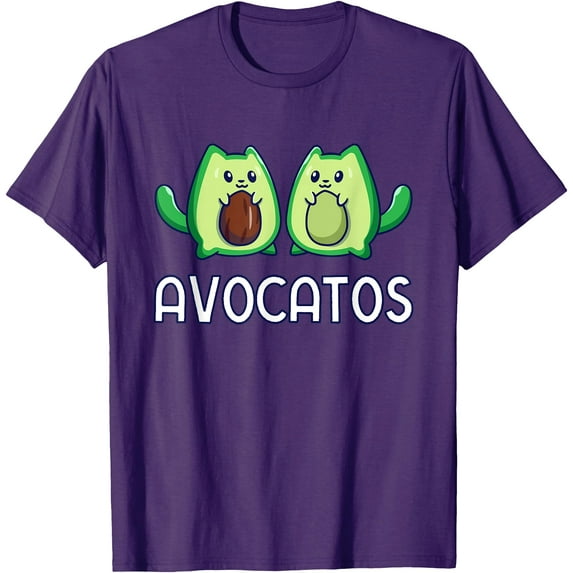 Avogato Avocado Cat Vegan Cat Fruit Unisex T-Shirt for Men Women Kids Toddler,Purple Color,Size 5XL