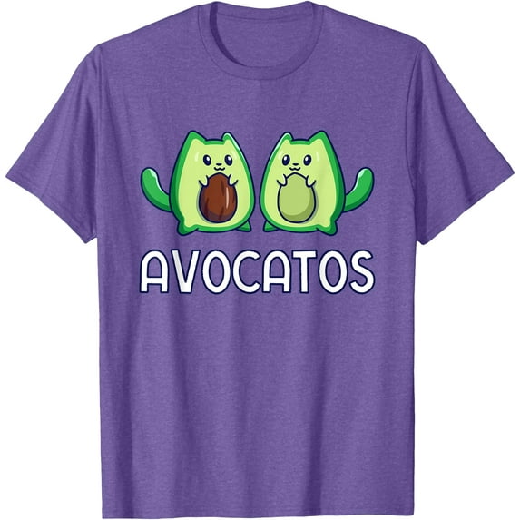 Avogato Avocado Cat Vegan Cat Fruit Unisex T-Shirt for Men Women Kids Toddler,Violet Color,Size 2XL