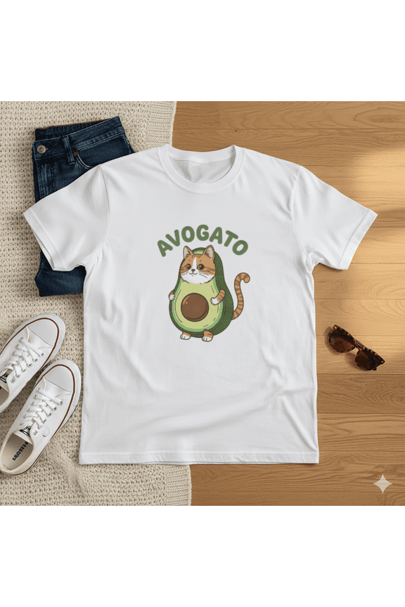 Avogato Cat Avocado Pun Funny Cute Kitty T-Shirt, for men & women, S-5XL
