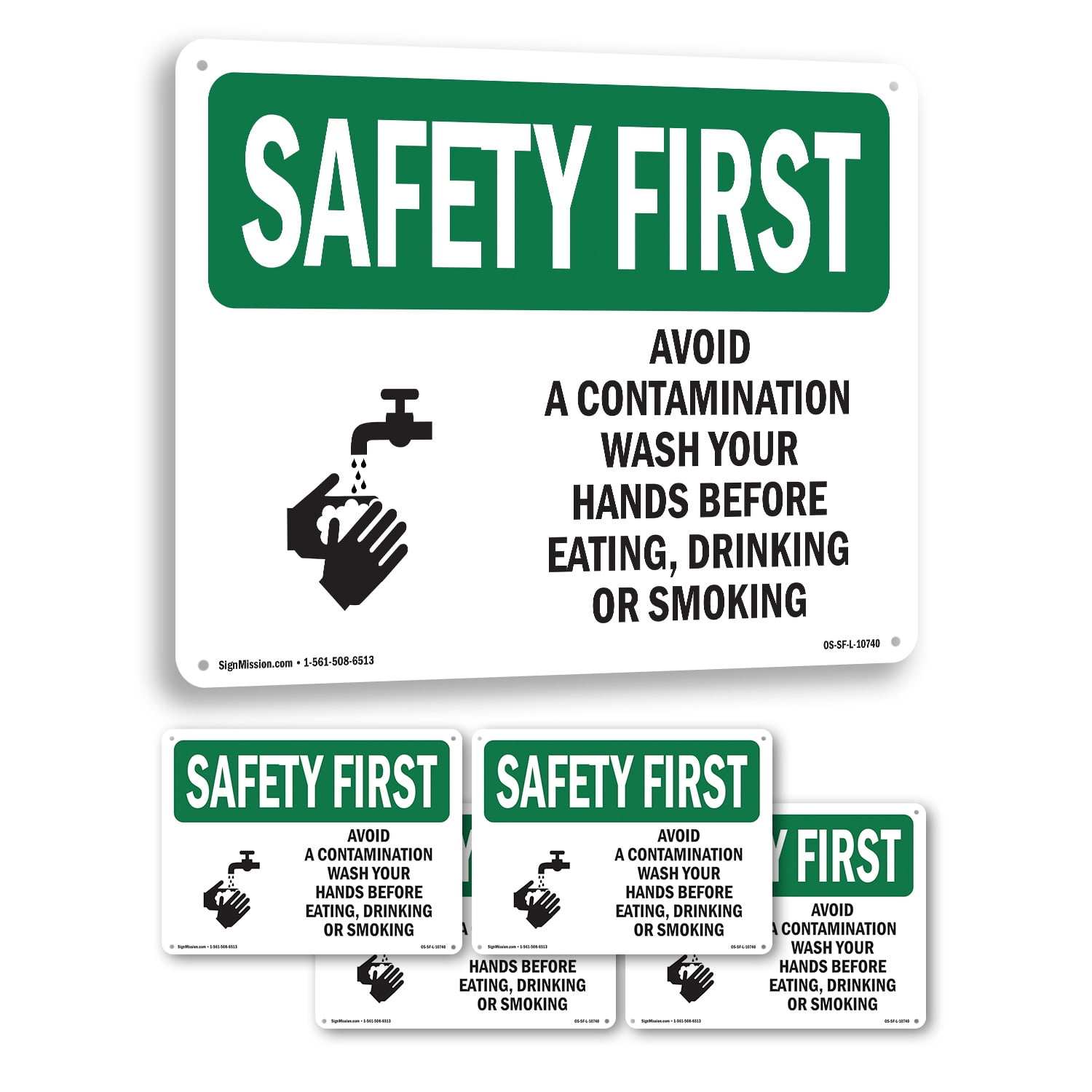 Avoid Contamination Wash Hands OSHA SAFETY FIRST Rigid Plastic Sign 18 ...