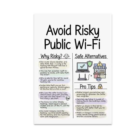 Avoid Risky Public Wi-Fi Awareness Art - Cybersecurity Enthusiast - 13x19 Poster Print
