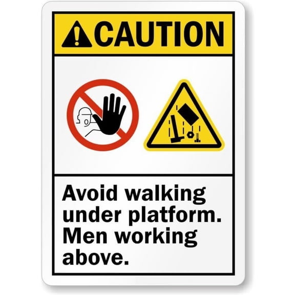 Avoid Walking Under Platform Weatherproof Metal Aluminum Sign Size: 8 x 12 Inch