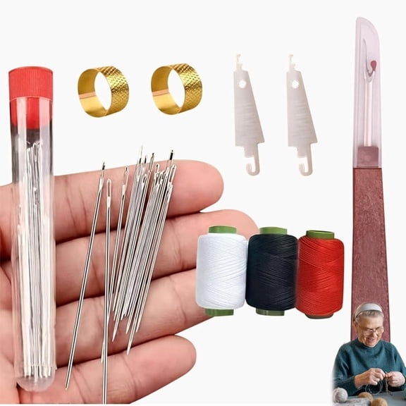 Avolia 37PCS Sewing Tool Set,Needles Thread Hand Repair Tools,Sewing Working Kit,Portable DIY Hand Made Craft Set for Beginners, Professional DIY Lovers (1 Set)