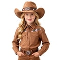 thumbnail image 1 of Avolia Boys Girls Cowboy Hat Lightweight Polyester Western Rancher Cap Outdoor Farmhouse Play with Wide Brim Brown S, 1 of 4