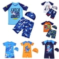 thumbnail image 1 of Avolia Boys Swimwear Swim Trunks Set Round Neck Lightweight Breathable Quick-Drying Polyester Summer Pool Beach Vacation 3-13 Years Old with Elastic WaistbandSky Blue2XL, 1 of 4