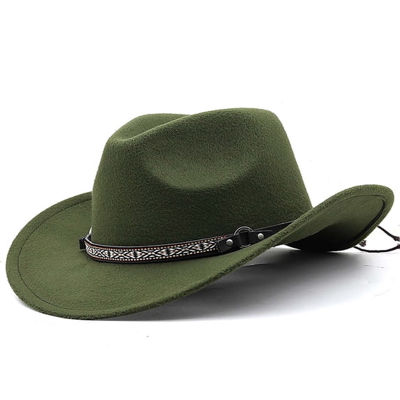 Avolia Kids Cowboy Hat Lightweight Polyester Western Style Everyday Adventure Cap with Adjustable Fit Army Green One Size