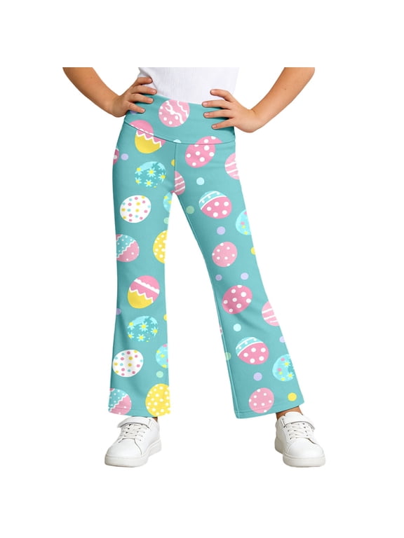 Pants for Girls Wide Leg Flared Style with Athletic Stretch Comfort Long Breathable Casual Play Everyday Outfits Trousers Mint Green 120