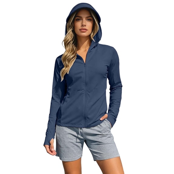 Avolia Silk Structured Breathable Protective Sun Proof Lightweight Coat Spandex Jacket Active Apparel Overcoat Clothing Outerwear Navy XXL