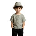 thumbnail image 1 of Avolia Unisex Kids Fedora Hat Breathable Polyester Jazz Cap Autumn Beach Travel with Adjustable Strap Khaki One Size, 1 of 5