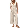 thumbnail image 1 of Avolia Women's Button Front Sleeveless Jumpsuit Wide Leg Blend Romper with Pockets, 1 of 4