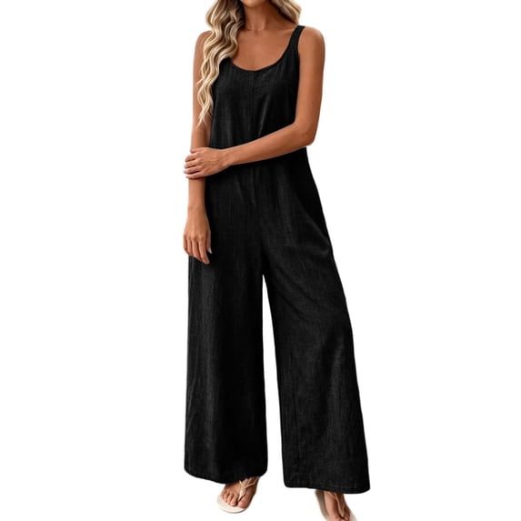 Avolia Women's Casual Sleeveless Wide Leg Jumpsuit Relaxed Summer Beach Romper Outfit