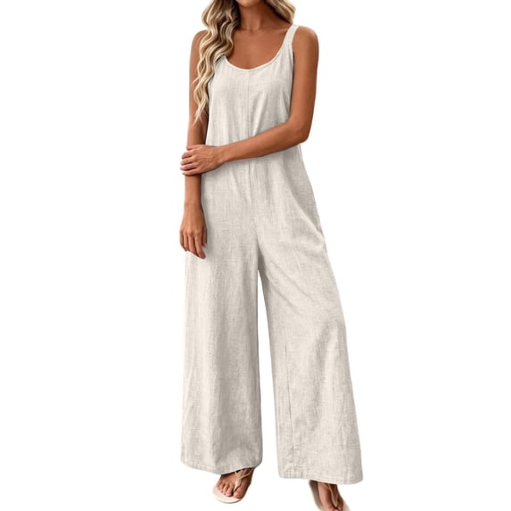 Avolia Women's Casual Sleeveless Wide Leg Jumpsuit Relaxed Summer Beach Romper Outfit