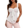 thumbnail image 1 of Avolia Women's Lace Camisole Bow Detail Cropped Tank Top Casual Summer Layering, 1 of 4