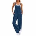 thumbnail image 1 of Avolia Women's Washed Denim Jumpsuit Sleeveless Wide Leg Casual Overalls Relaxed Fit Pant, 1 of 4
