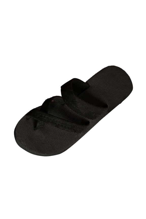 Womens Summer Slide Sandals Toe Loop Flat Rubber Sole EVA Slippers Black 7