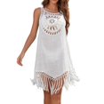 thumbnail image 1 of Avolia Womens Swimsuit Smock Sleeveless Crochet Hollow Knit Beach Dress Summer Outdoor Poolside Cover-Up White One Size, 1 of 9