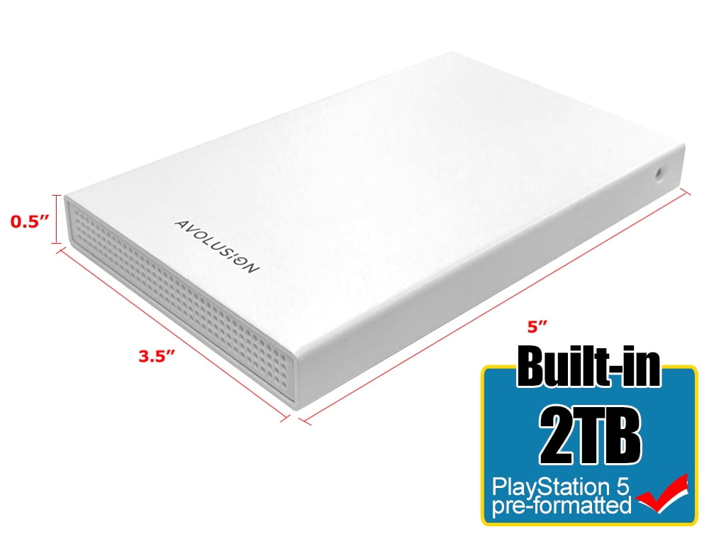 Avolusion HD250U3-WH 2TB USB 3.0 Portable External Gaming PS5 Hard Drive - White (PS5 Pre-Formatted) - 2 Year Warranty