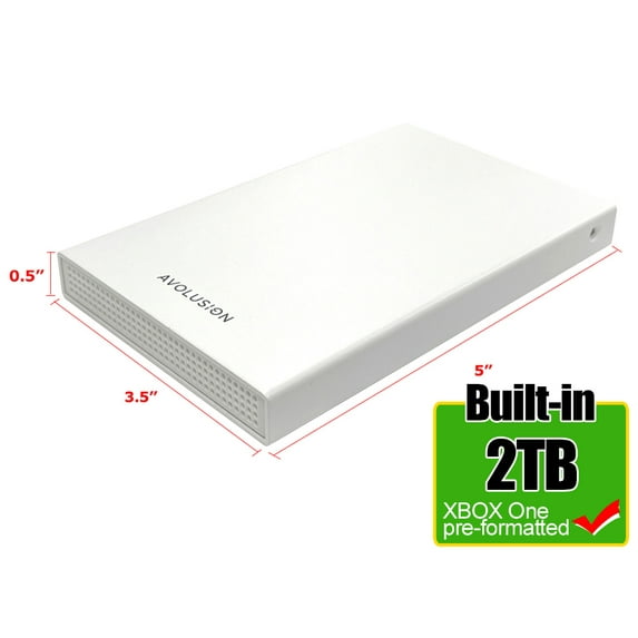 Avolusion HD250U3-WH 2TB USB 3.0 Portable XBOX One External Gaming Hard Drive (XBOX Pre-Formatted, White) - 2 Year Warranty